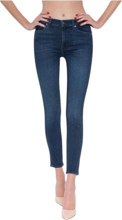 7 For All Mankind HW Skinny Crop - Dames - Cropped Jeans - Blauw - W25 - Katoen - Jeans