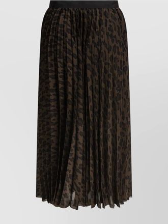 sacai leopard pleated midi skirt