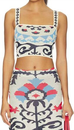 Misa Cora Cropped Sleeveless Top In Summer Tapestry