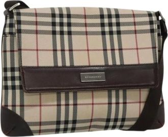 Burberry Pre-owned Cross Body Bags, female, Beige, Size: ONE SIZE Pre-owned Canvas shoulder-bags