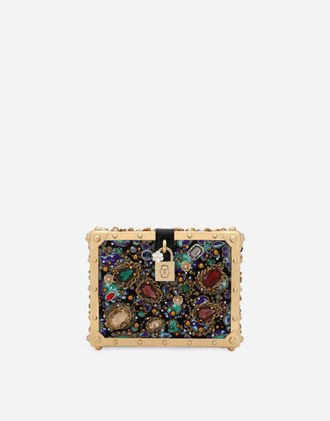 Dolce & Gabbana Jacquard Dolce Box Bag With Embroidery - Woman Handbags Multi-colored Fabric Onesize