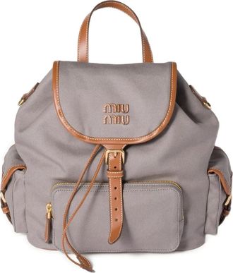 Miu Miu Zaino con dettagli in pelle - Grigio