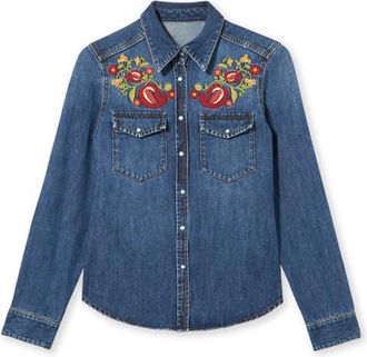 Fortela Brigitter Embroidered Denim Shirt in Multicolor at Nordstrom, Size 40 Eu