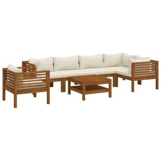 vidaXL Vidaxl - Set Divani da Giardino 7 pz con Cuscini Crema in Legno Acacia