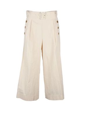Twin-Set Cropped Wide Leg Trousers - White