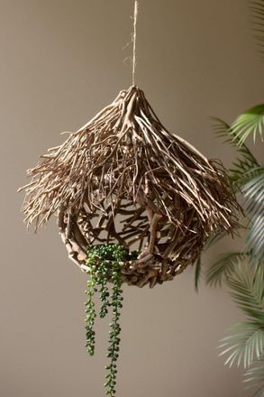 Kalalou Round Tea Twig Bird House With Roof