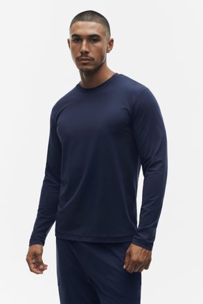 Alo | Conquer Reform Crewneck Long Sleeve Top in Navy, Size: Medium