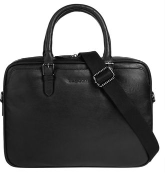 Bugatti Aktentasche BUGATTI BELLA, Damen, Gr. B/H/T: 37cm x 26cm x 6cm onesize, schwarz, Leder, leicht gl&auml;nzend, unifarben, Taschen Aktentasche, echt Leder