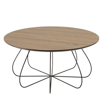 Macabane Mesa de centro biselada 80x80cm moca patas de cesta de metal