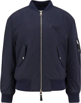 Givenchy Blauwe Jassen met Verborgen Ritssluiting - Heren - Bomber jackets - Blauw - L - Katoen - Jassen