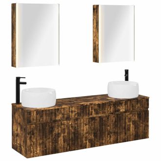 vidaXL Juego De Muebles De Ba&ntilde;o 5 Pcs Roble Ahumado 53 X 15,5 X 70 Cm Vidaxl