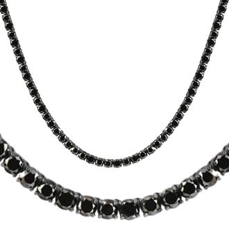 Pompeii3 27.88Ct TW Black Diamond Tennis Necklace 18 14k Black Gold