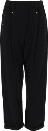 Brunello Cucinelli Rechte broek - Dames - Broeken - Zwart - Maat: 3XL Katoen