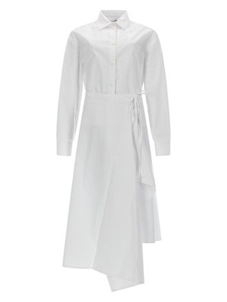 Msgm Asymmetrical Shirt Bodice Layered Wrap Dress
