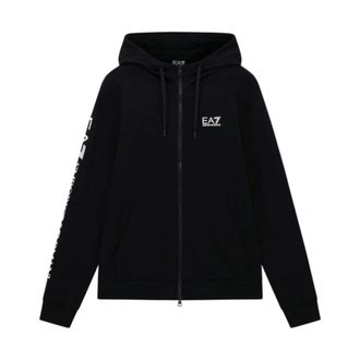 Emporio Armani Zip-throughs, male, Black, Size: 2XL Logo Series Zip Hoodie