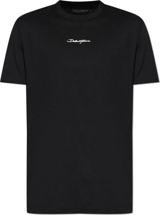 Dolce & Gabbana T-Shirt met Geborduurd Logo - Heren - T-shirts - Zwart - XS - Katoen - Tops