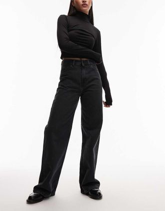 Carhartt Work in Progress Jane - Jeans con fondo ampio nero lavaggio pietra