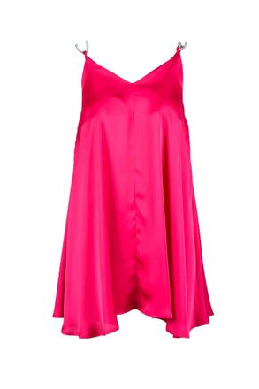Simona Corsellini Fuchsia Mini Dress with Rhinestone-Embellished Straps