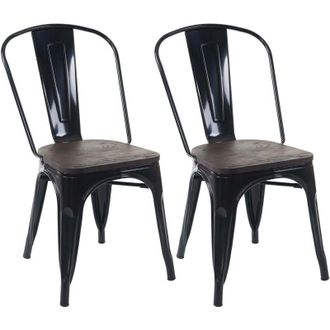 Hhg Set 2x sedie bistrot seduta in legno design industriale 404 metallo verniciato nero
