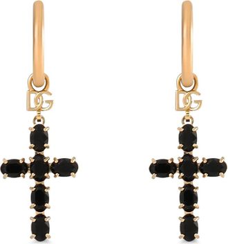 Dolce & Gabbana Creooloorbellen met Kristallen Kruis - Dames - Oorbellen - Veelkleurig - ONE Size - Accessoires