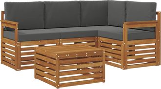 vidaXL Conjunto De Sof&aacute;s De Exterior 5 Uds. Natural Y Antracita Vidaxl