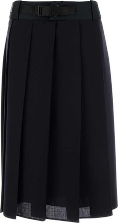 Prada Dark Blue Wool Skirt