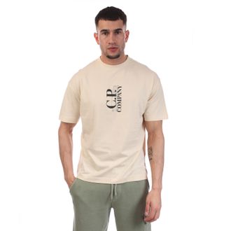 C.P. Company Mens C.P. Company 30/1 Jersey Logo T-Shirt in Cream