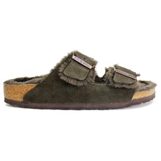 Birkenstock Arizona Shearling Suede Unisex Slides Sandals - Mocca - Size:UK 5.5