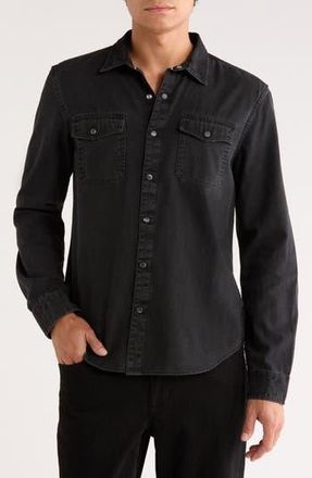 John Varvatos Marshall Coated Western Snap-Up Shirt in Black at Nordstrom Rack, Size X-Small