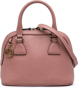 Gucci Pre-owned Womens Emily Dome Satchel Adjustable Strap - Rose Gold Leather - One Size