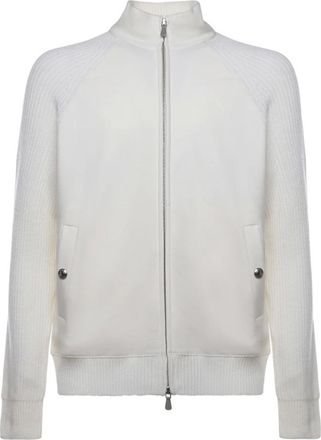 Eleventy Zip-through - Heren - Vesten met rits - Wit - XL - Wol - Hoodies & sweatvesten