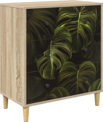 vidaXL Cajonera Elburg Estampado De Hojas De Palma 66 X 36,5 X 75 Cm Vidaxl