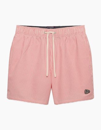 Superdry Mens Superdry Mens Seer Sucker 15 Swim Shorts - Pink - Size: 35/34/32
