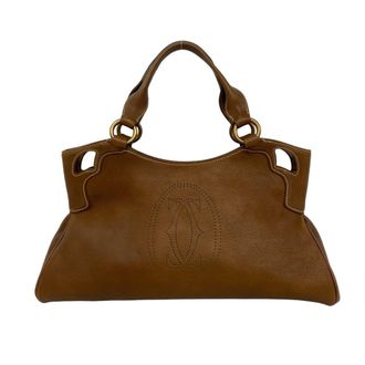 Cartier Brown Leather Handbag Tote Bag (Pre-Owned)