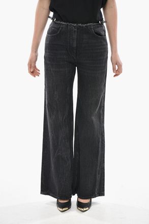 Givenchy Jeans Wide Leg con Dettaglio a Taglio Vivo e Cintura 30cm Givenchy