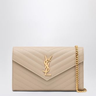 Saint Laurent Beige Cassandre chain pouch