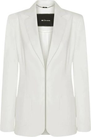 Kiton Jacket Linen - Dames - Blazers - Wit - M - Linnen - Jassen