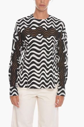 Stella McCartney Blusa AMAYA in Seta a Motivo Wave con Dettagli Trasperenti Stella McCartney