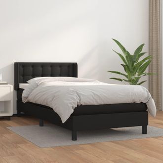 vidaXL Vidaxl - Cama Box Spring Con Colch&oacute;n Cuero Sint&eacute;tico Negro 100x200 Cm
