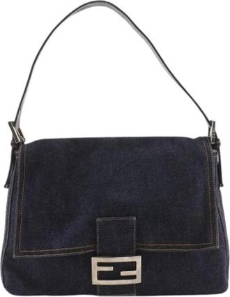Fendi Pre-owned Vintage Schoudertas - Dames - Vintage Schoudertas - Blauw - ONE Size - Denim - Vintage