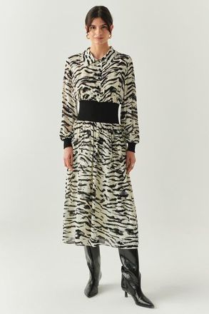 Exquise Paulina Midi Dress in Black-Bone at Nordstrom, Size Xx-Large