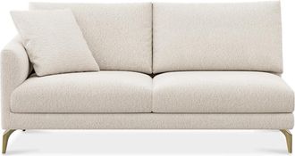Castlery Lena Left Arm 2 Seater Sofa Customized, (Performance Boucle) Cream (Brass Legs), Spill Resistant, Removable Covers for Sofas by Castlery