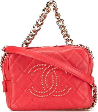 Chanel 2019 Quilted Lambskin Studded Beauty Begins Camera Bag satchel - Red