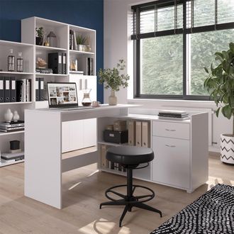 Vicco Escritorio Esquinero Noira, Blanco, 135 X 77 Cm Con Caj&oacute;n, Vicco
