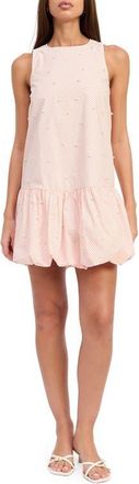 En Saison Aurora Bubble Hem Faux Pearl Minidress in Peach Ivory at Nordstrom, Size X-Small