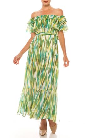 Donna Morgan Multi Print Midi Dress In Soft White Avocado