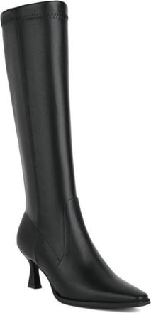 Generic Womens Western Square Toe Knee High Riding Boots with Stretch & Side Zip, Elegant Equestrian Style,Black,5.5 UK
