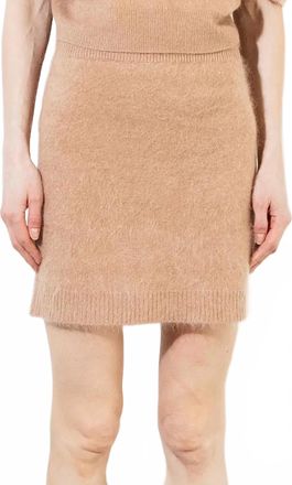 Pure Cashmere Brushed Cashmere Skirt In Camel