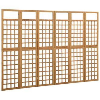 Berkfield Home Durable 6-Panel Room Divider/Trellis Solid Fir Wood 242.5x180 cm in Brown