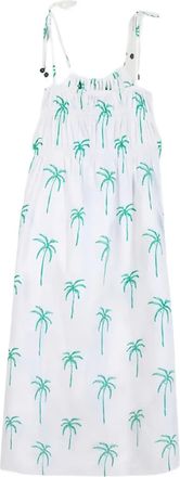 Maison Labiche palm-tree smocked dress - White